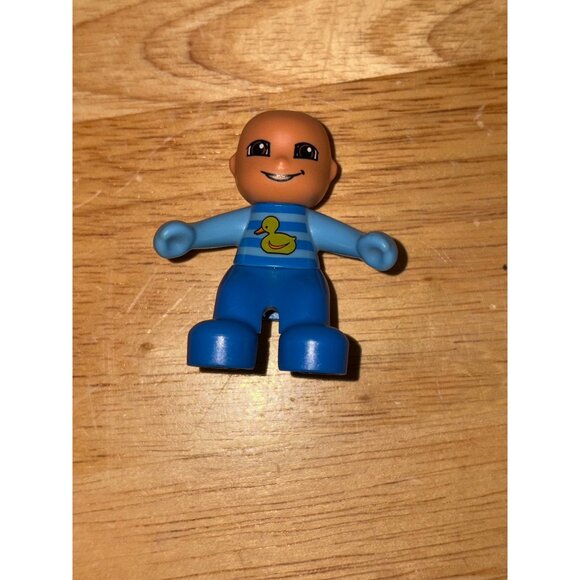 Lego Duplo Baby Figure Child Minifigure Blue Romper Stripes With Duck Shirt - Picture 1 of 3